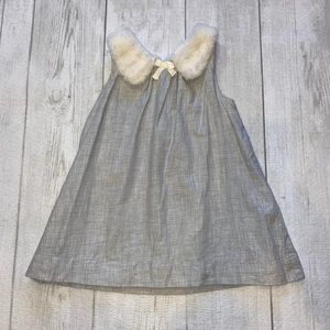 GAP Kids Faux Fur Collar Dress, Gray, 18-24 Months
